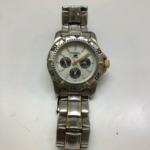 Hot 🔥🎁 Fossil Chronograph wrist watch two tone.